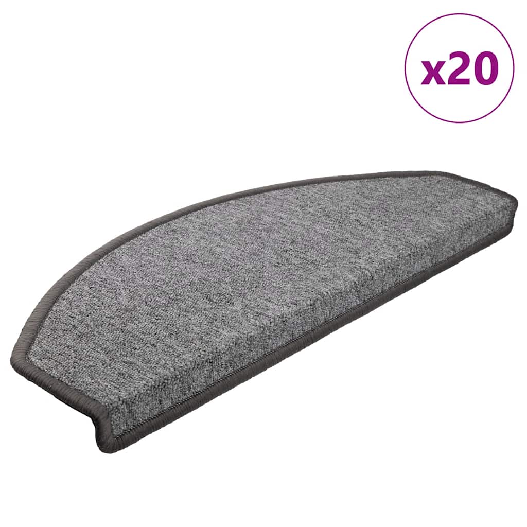 Vidaxl trapmatten 20 st 65x24x4 cm donkergrijs halfrond groot