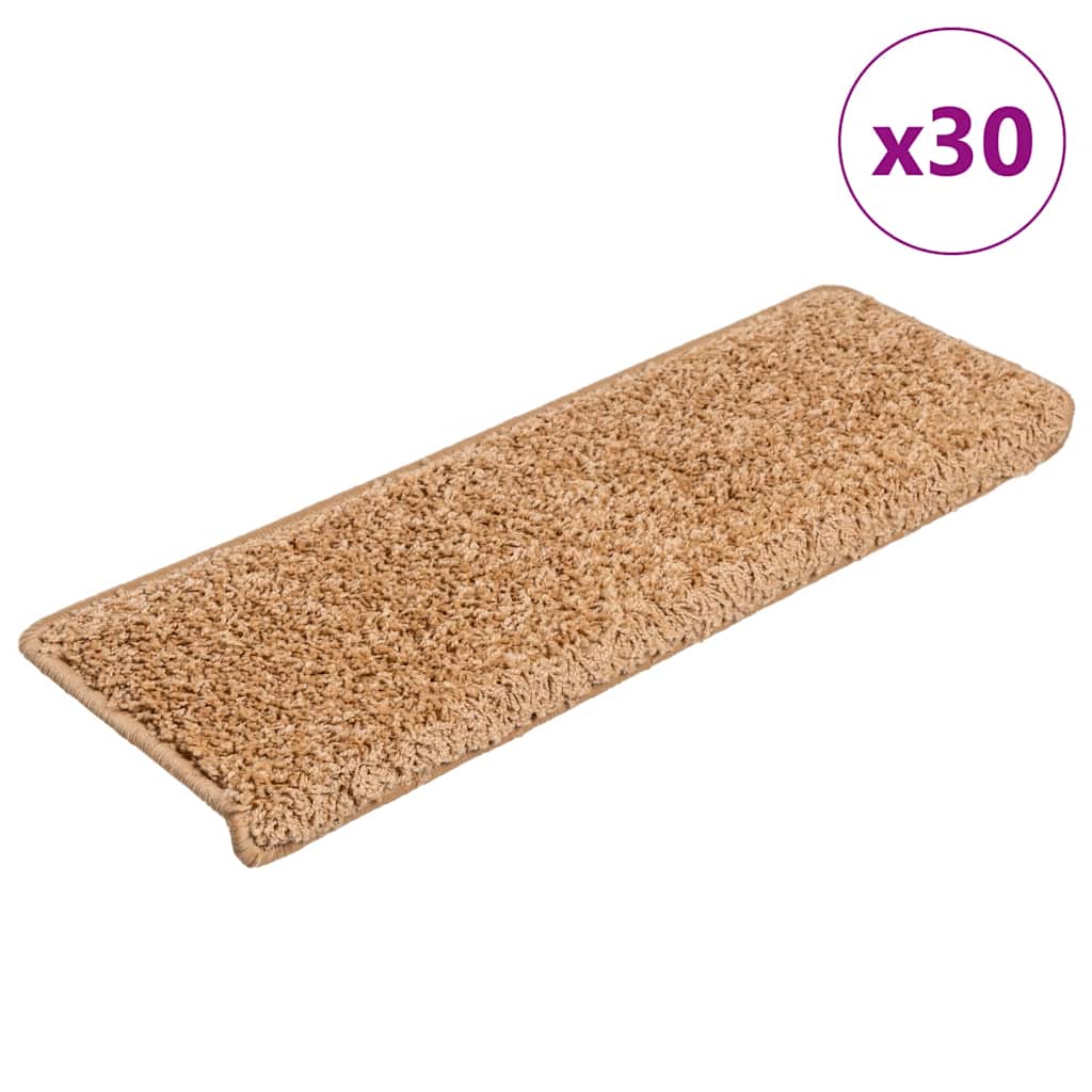 Vidaxl trapmatten 30 st 65x21x4 cm beige rechthoekige rand