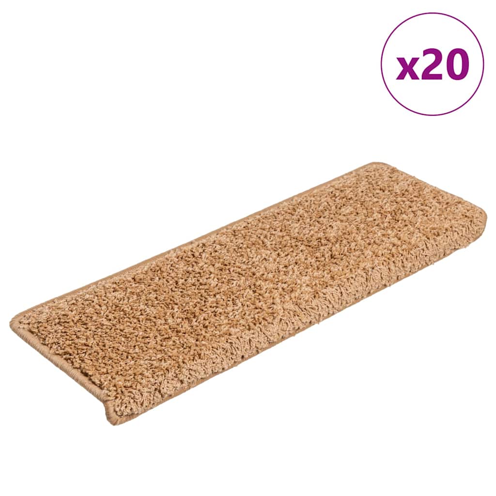 Vidaxl trapmatten 20 st 65x21x4 cm beige rechthoekige rand