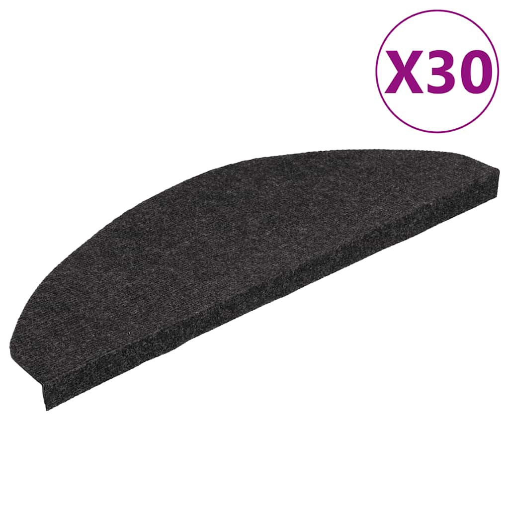 Vidaxl trapmatten zelfklevend 30 st 65x22,5x3,5 cm zwart