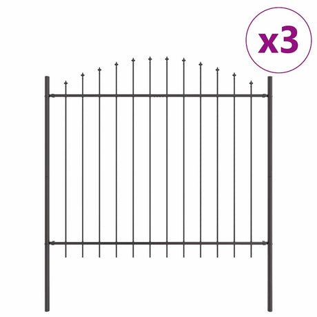 Vidaxl tuinhek 3 pcs grijs 170 x 190 cm gepoedercoat staal