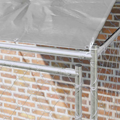 Vidaxl hondenkooi met dak zilver 200 x 200 x 258 cm staal en pe
