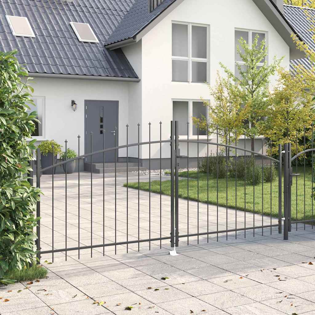 Vidaxl dubbele poort met slot grijs 299,5 x 149,5 cm staal