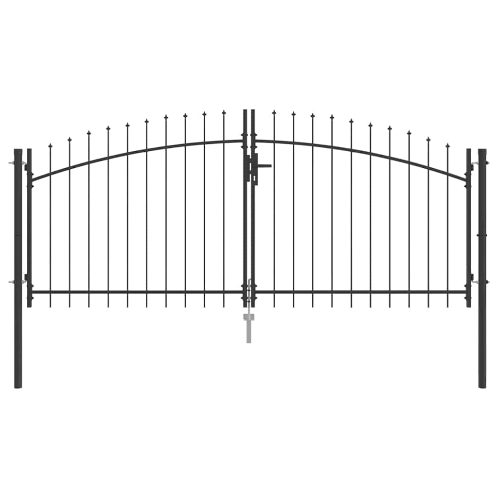 Vidaxl dubbele poort met slot grijs 299,5 x 149,5 cm staal
