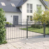 Vidaxl dubbele poort met slot grijs 299,5 x 174,5 cm staal