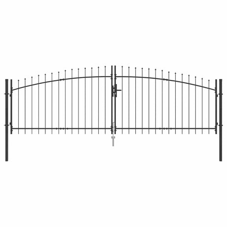 Vidaxl dubbele poort met slot grijs 400 x 199.5 cm staal