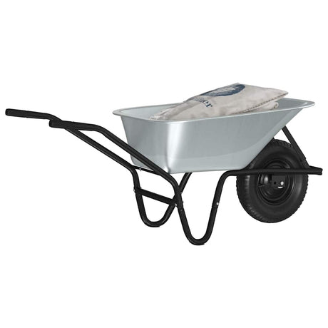 Vidaxl kruiwagen zilver en zwart 141 x 60 x 57 cm staal