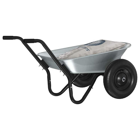 Vidaxl kruiwagen zilver en zwart 124 x 73 x 65 cm staal
