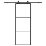 Vidaxl schuifdeur met beslagset 76x205 cm esg glas zwart