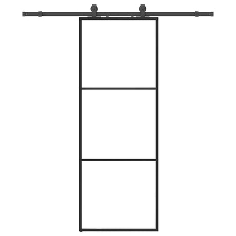 Vidaxl schuifdeur met beslagset 76x205 cm esg glas zwart