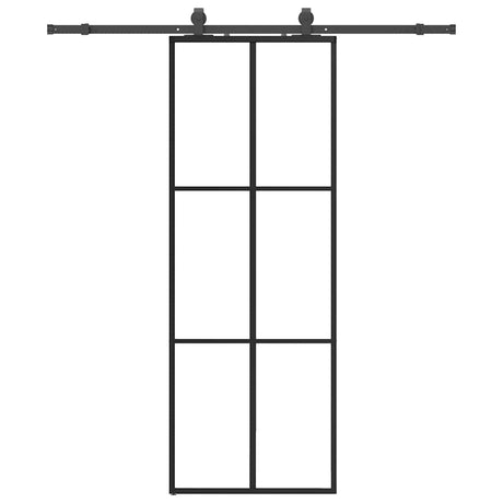 Vidaxl schuifdeur met beslagset 76x205 cm esg glas zwart