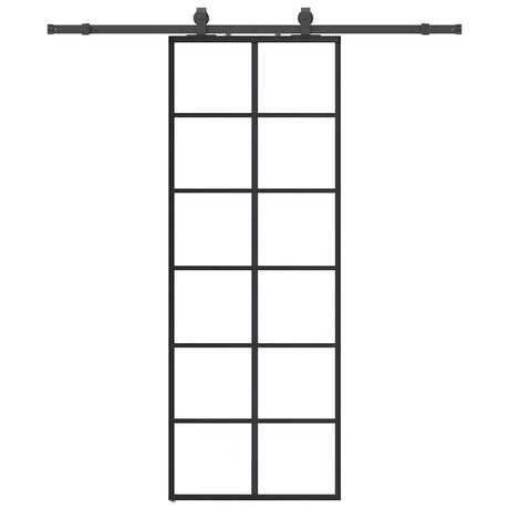 Vidaxl schuifdeur met beslagset 76x205 cm esg glas zwart