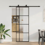 Vidaxl schuifdeur met beslagset 76x205 cm esg glas zwart