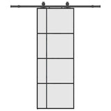 Vidaxl schuifdeur met beslagset 76x205 cm esg glas zwart