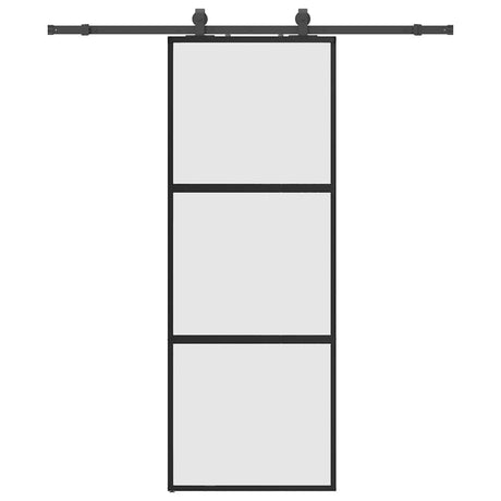Vidaxl schuifdeur met beslagset 76x205 cm gehard glas zwart