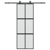 Vidaxl schuifdeur met beslagset 76x205 cm gehard glas zwart
