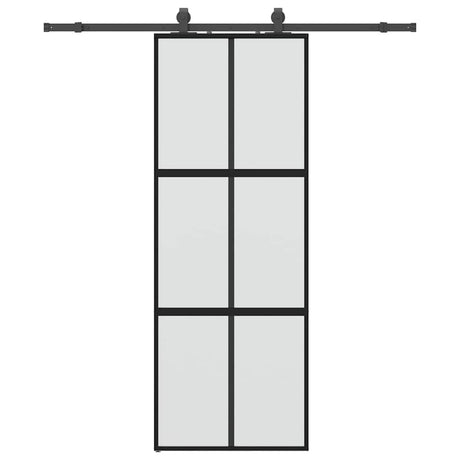 Vidaxl schuifdeur met beslagset 76x205 cm gehard glas zwart