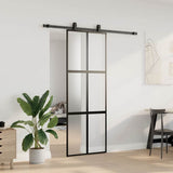 Vidaxl schuifdeur met beslagset 76x205 cm gehard glas zwart