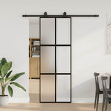 Vidaxl schuifdeur met beslagset 76x205 cm gehard glas zwart