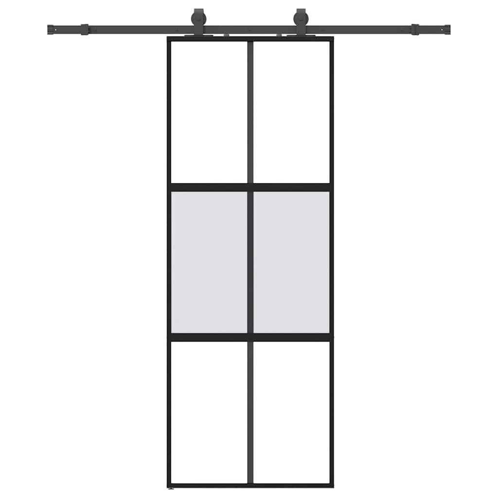 Vidaxl schuifdeur met beslagset 76x205 cm gehard glas zwart