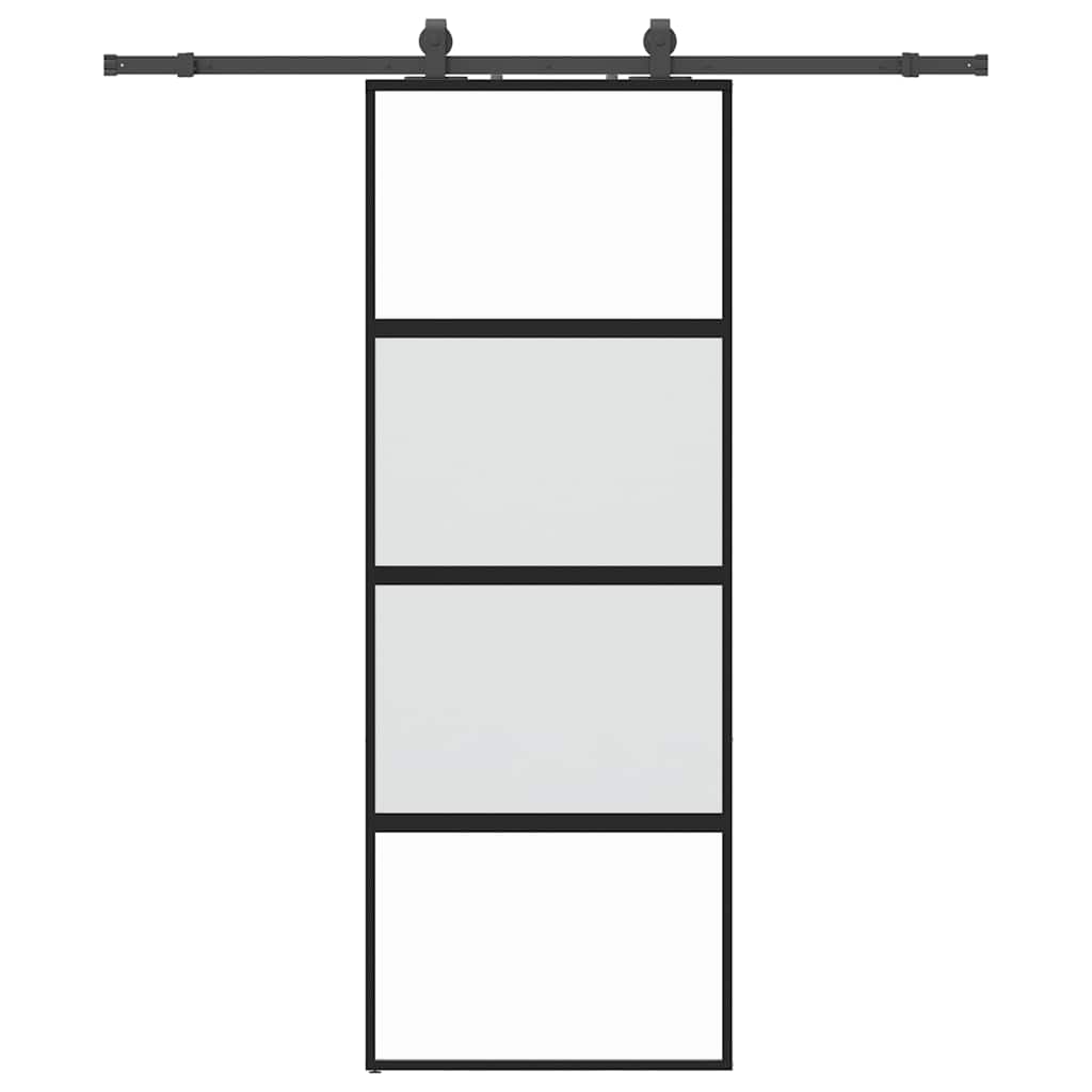 Vidaxl schuifdeur met beslagset 76x205 cm gehard glas zwart