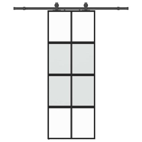 Vidaxl schuifdeur met beslagset 76x205 cm gehard glas zwart