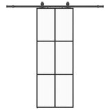 Vidaxl schuifdeur met beslagset 76x205 cm esg glas zwart