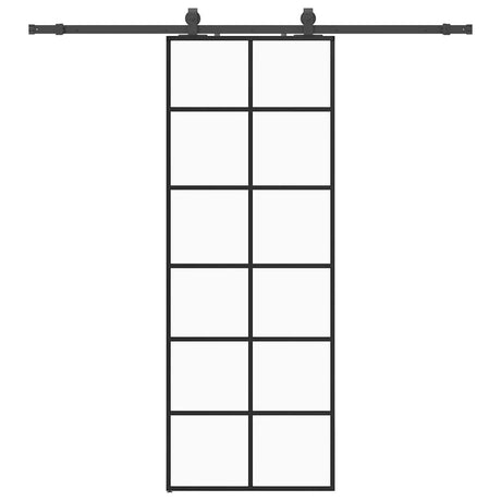 Vidaxl schuifdeur met beslagset 76x205 cm esg glas zwart