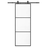 Vidaxl schuifdeur met beslagset 76x205 cm esg glas zwart