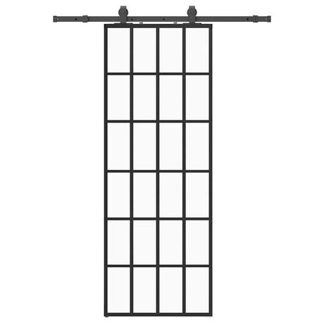 Vidaxl schuifdeur met beslagset 76x205 cm esg glas zwart
