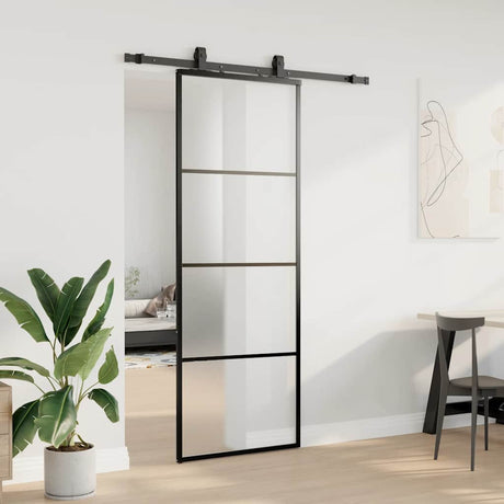 Vidaxl schuifdeur met beslagset 76x205 cm esg glas zwart