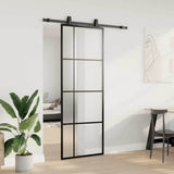 Vidaxl schuifdeur met beslagset 76x205 cm esg glas zwart