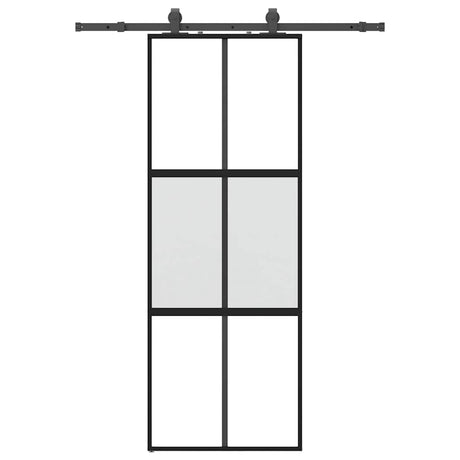 Vidaxl schuifdeur met beslagset 76x205 cm gehard glas zwart