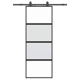 Vidaxl schuifdeur met beslagset 76x205 cm gehard glas zwart