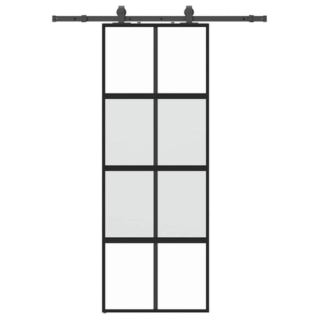 Vidaxl schuifdeur met beslagset 76x205 cm gehard glas zwart
