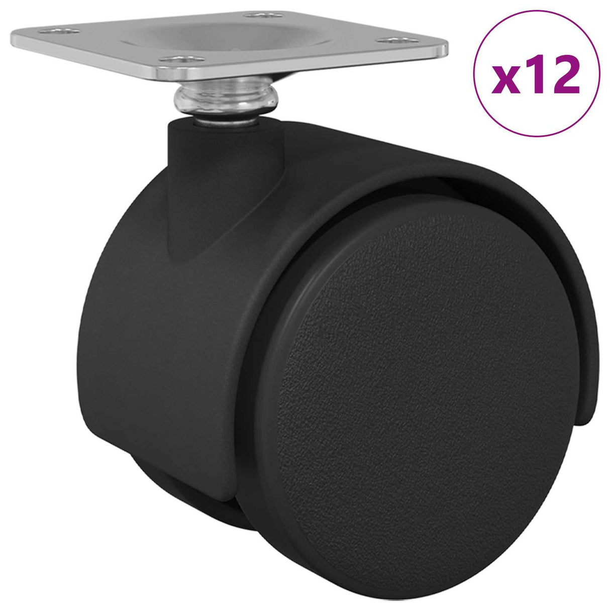 Vidaxl zwenkwiel 12 pcs zwart 39,5 x 39,5 x 37,8 mm ijzer en pp