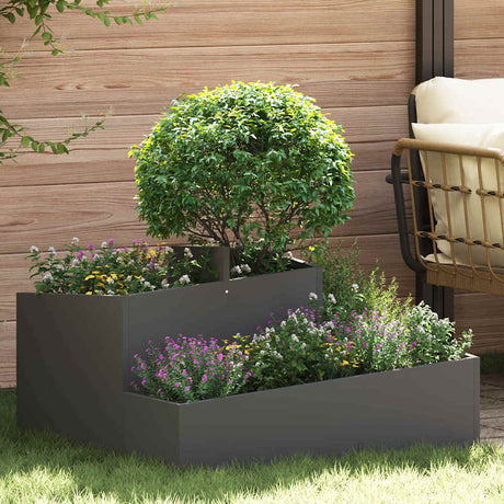 Vidaxl tuin bloempot zwart 80 x 80 x 50 cm koudgewalst staal
