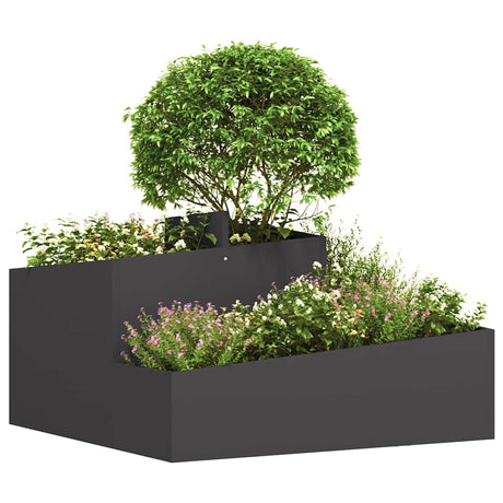 Vidaxl tuin bloempot zwart 80 x 80 x 50 cm koudgewalst staal