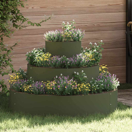 Vidaxl tuin bloempot olijf groen 90 x 90 x 20 cm koudgewalst staal