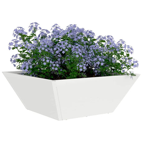 Vidaxl tuin bloempot wit 40 x 40 x 15 cm koudgewalst staal