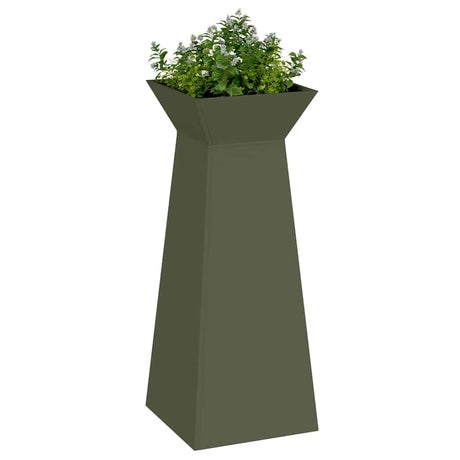 Vidaxl pilaar plantenbak 2 pcs olijfgroen 40 x 40 x 100 cm