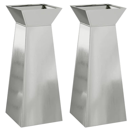 Vidaxl pilaar plantenbak 2 pcs zilver 40 x 40 x 100 cm