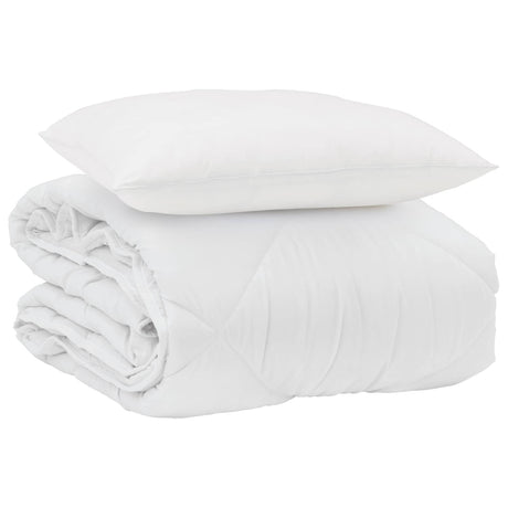 Vidaxl zomer dekbed met kussen 2 pcs wit microvezel