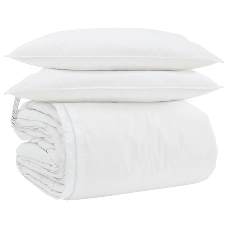 Vidaxl dekbed set met kussen 3 pcs wit donsveertjes