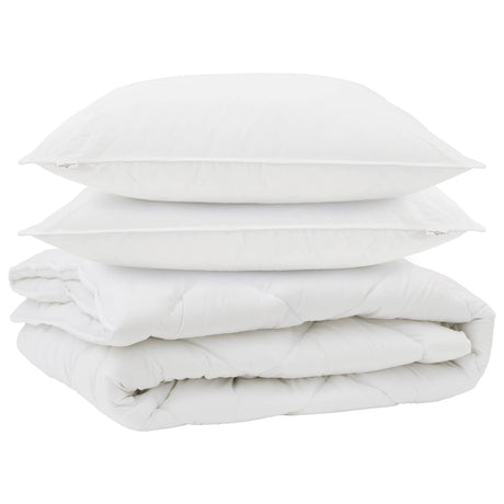 Vidaxl all-season dekbed met kussen 3 pcs wit microvezel