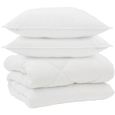 Vidaxl winter dekbed met kussen 3 pcs wit microvezel