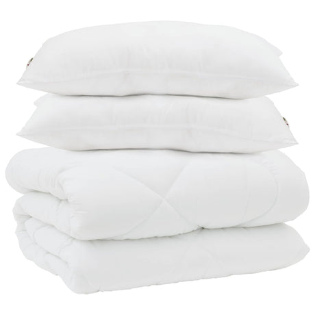 Vidaxl dekbed met kussens 3 pcs wit microfiber en dons feather