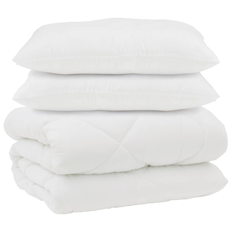 Vidaxl dekbed met kussens 3 pcs wit microfiber en dons feather