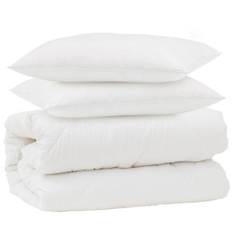 Vidaxl dekbed set met kussen 3 pcs wit microfiber en dons feather