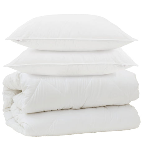 Vidaxl dekbed met kussens met kussen 3 pcs wit microvezel